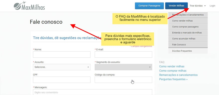 MaxMilhas atendimento