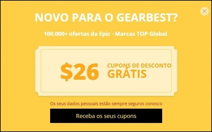 Bônus Gearbest de boas-vindas tem bom valor