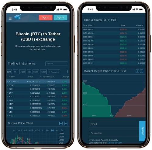 imagem mostrando interface do HitBTC no celular