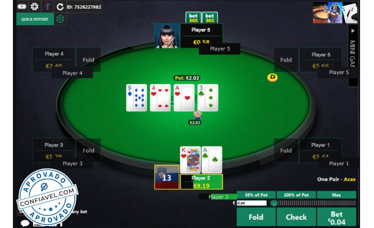captura de tela da sala de poker do bet365