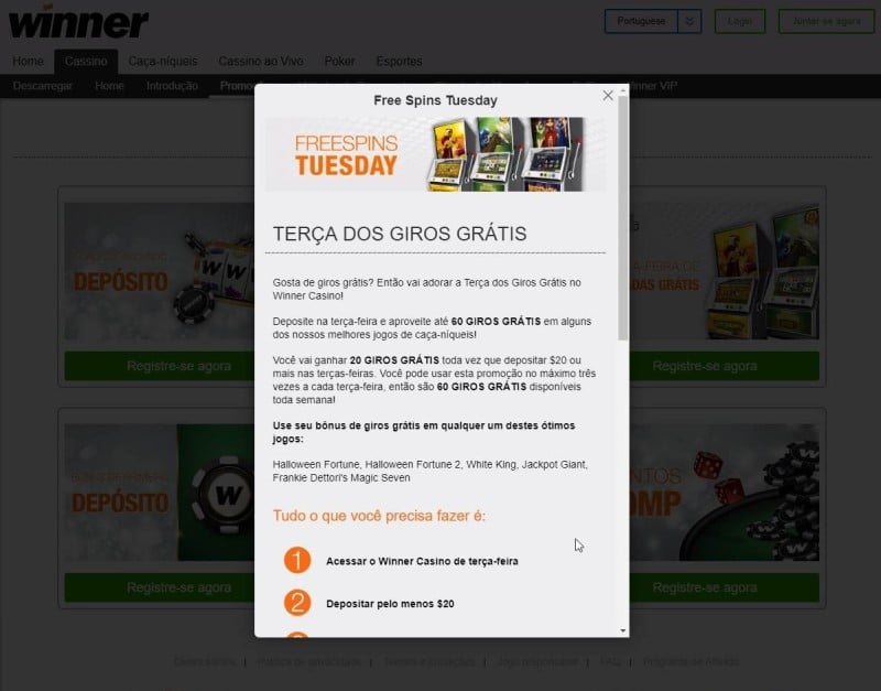 giros grátis no Winner casino