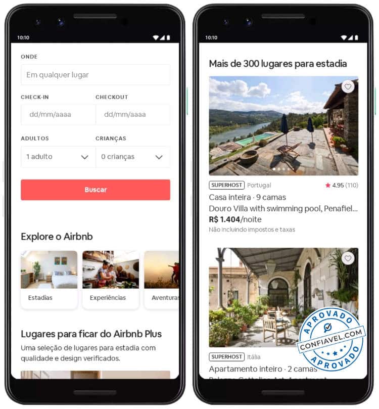 interface de busca do airbnb