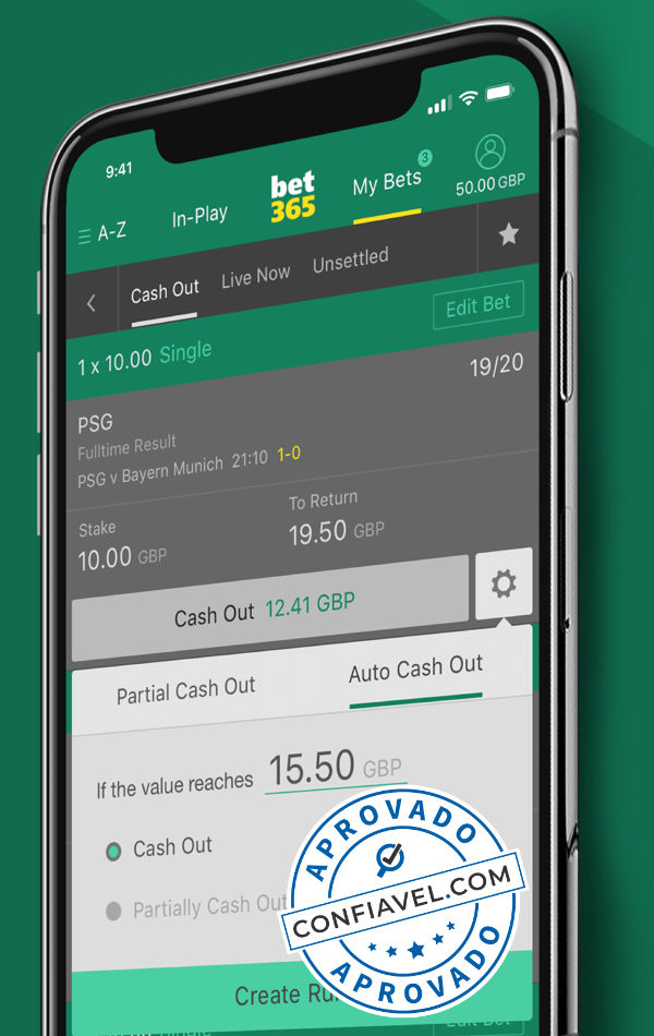 interface de cash out do bet365