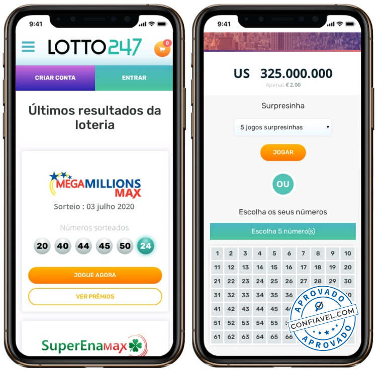 jogo de loteria na tela do celular