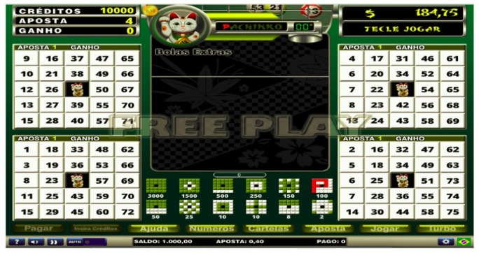 tela com o jogo Pachinko