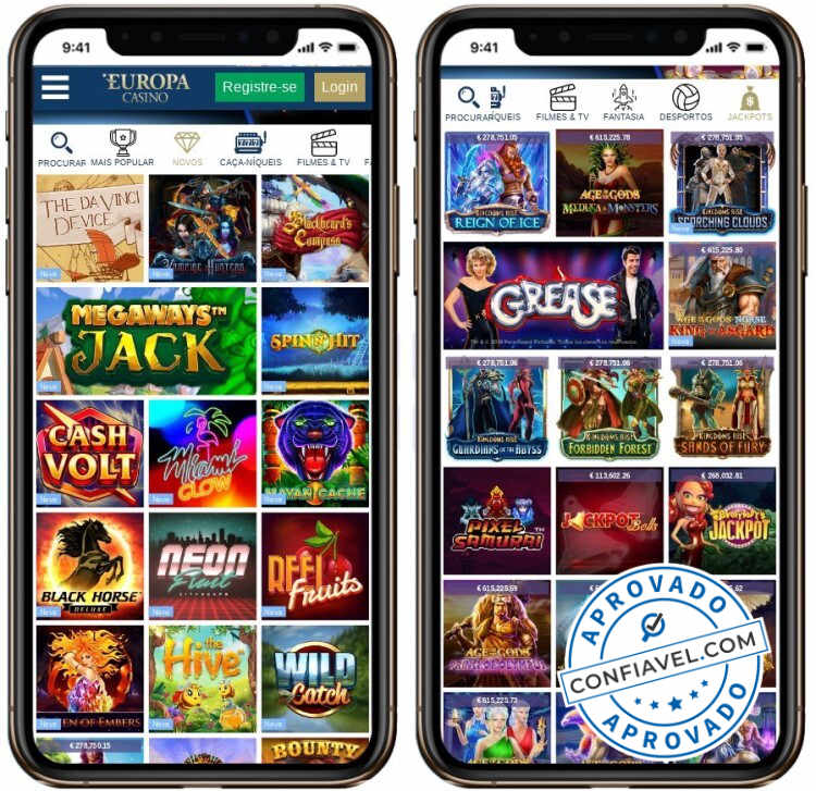 tela de jogos do Europa Casino
