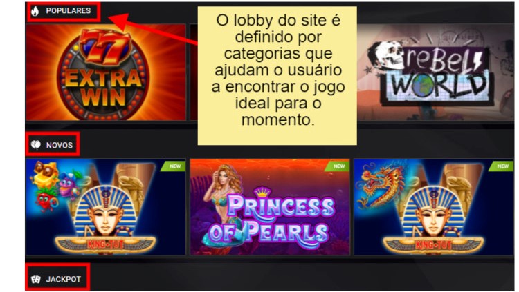 lobby do site 1xslots cassino