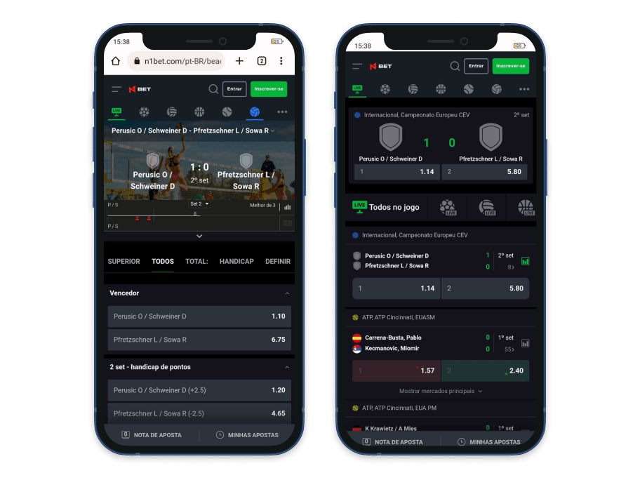 n1 bet mobile interface