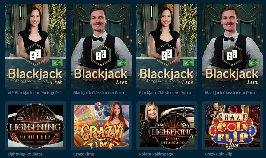 banner do casino ao vivo do Platin casino com Blackjack brasileiro