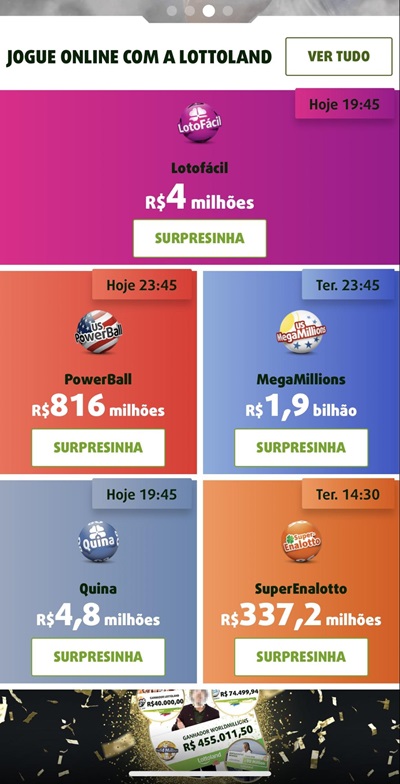 versão mobile da lottoland