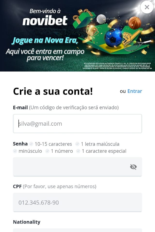 novibet cadastro screenshot